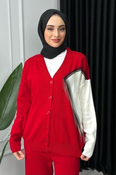 Sezen  Püsküllü Takım Kırmızı