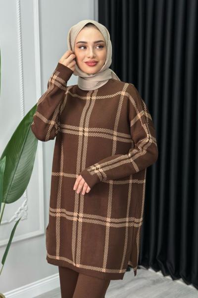 Çizgi Takım Kahverengi