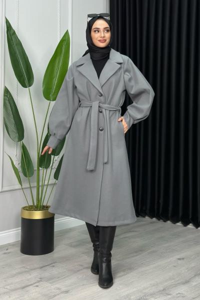 Bihter Kaşe Kaban Gri