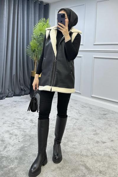 Hüda Biker Ceket Siyah