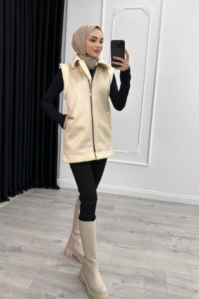 Hüda Biker Ceket Taş Rengi