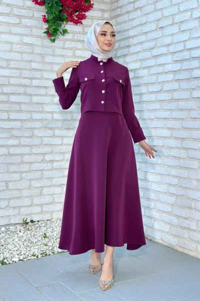 Esila Etekli Takım Mürdüm