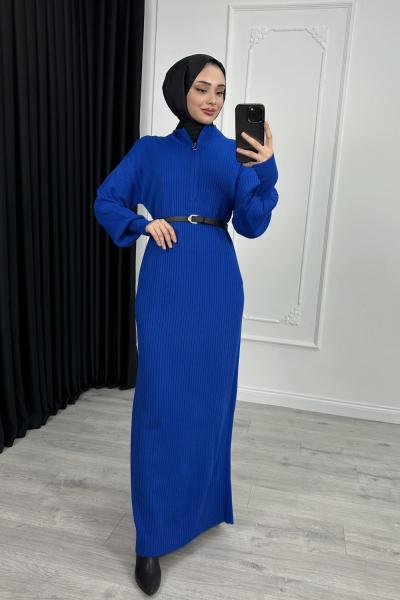 Kıvılcım Triko Elbise Mavi