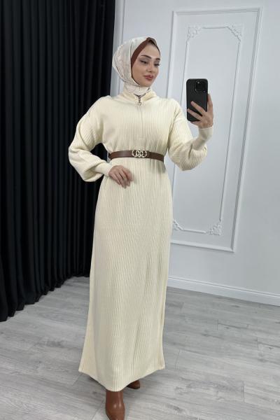 Kıvılcım Triko Elbise Taş Rengi