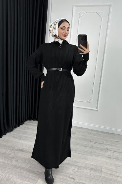 Kıvılcım Triko Elbise Siyah