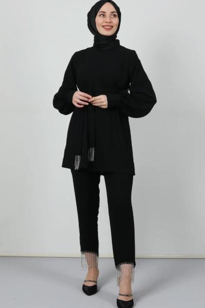 Işıl Pantolonlu Takım Siyah