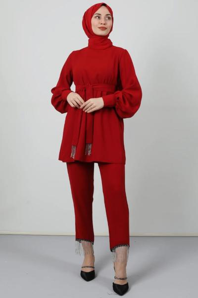 Işıl Pantolonlu Takım Bordo