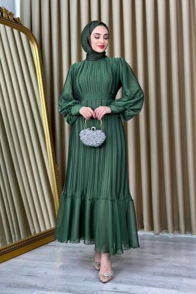 Ebru Piliseli Jan Jan Abiye Tesettür Haki