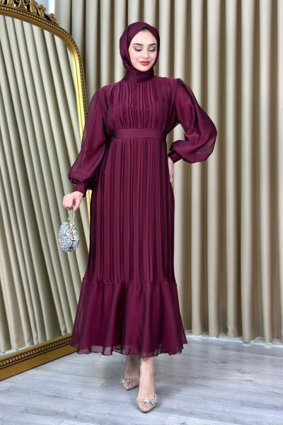 Ebru Piliseli Jan Jan Abiye Tesettür Mürdüm