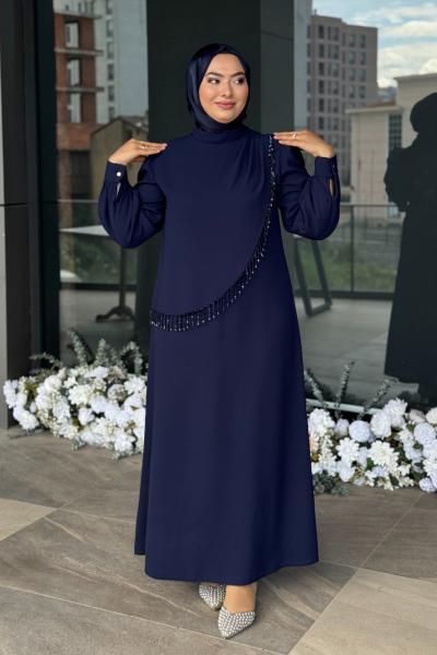 Alina Tesettür Abiye Lacivert