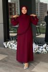 Alina Tesettür Abiye Bordo