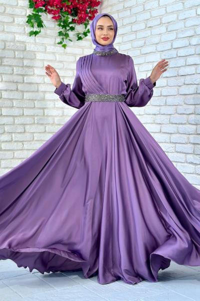 Alis Abiye Tesettür Lila