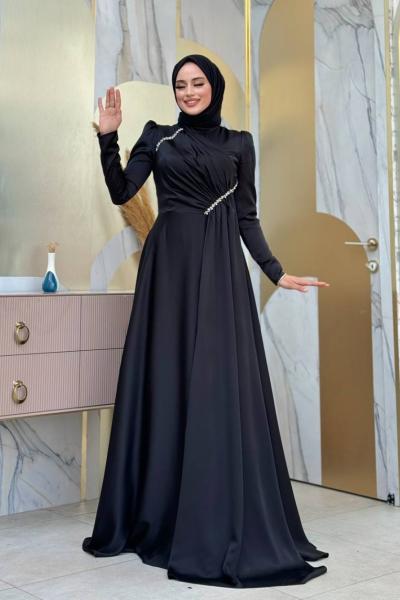 Asel tesettür abiye Siyah