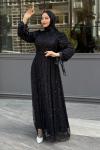 Asena Tesettür Abiye  Siyah
