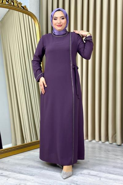 Asiye büyük beden tesettür abiye Mürdüm