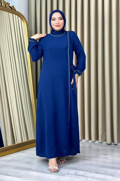 Asiye büyük beden tesettür abiye Lacivert
