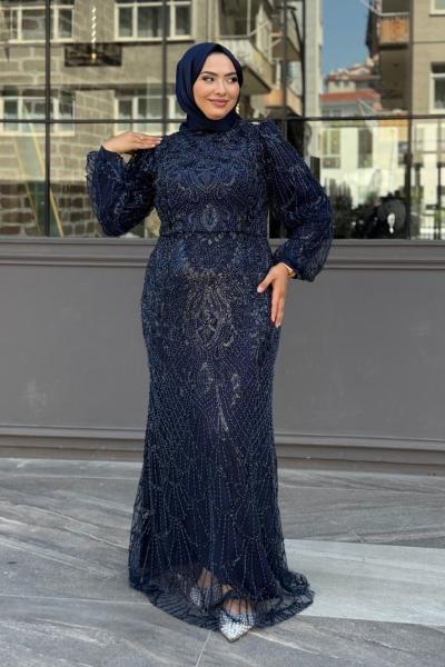 Aslıhan Tesettür Abiye Lacivert