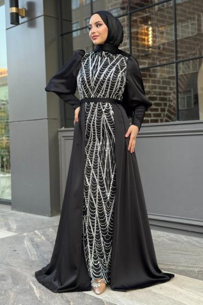 Asude Tesettür Abiye Siyah