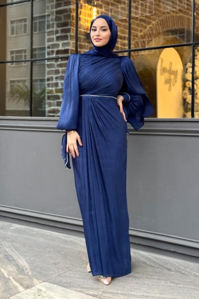 Asuman tesettür abiye Lacivert