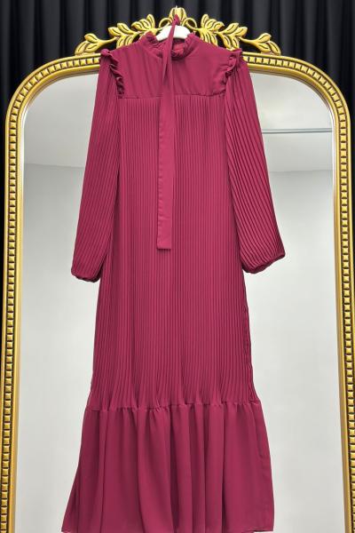 AYMİRA PLİSELİ ŞİFON Bordo
