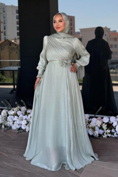 Bahar Tesettür Abiye Mint Yeşili