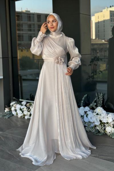 Bahar Tesettür Abiye Taş Rengi