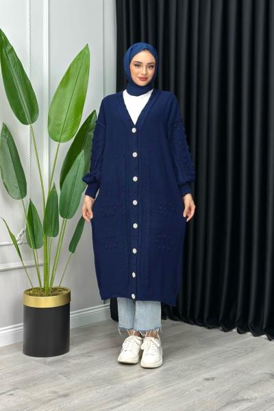 Begüm Triko Hırka Tesettür Lacivert