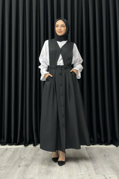 BERİL YELEKLİ ETEKLİ TAKIM Siyah