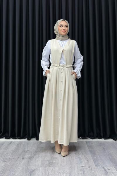 BERİL YELEKLİ ETEKLİ TAKIM Taş Rengi