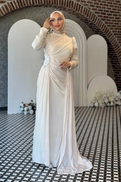 Beste Tesettür Abiye Ekru