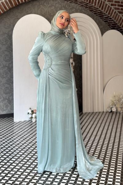 Beste Tesettür Abiye Mint Yeşili