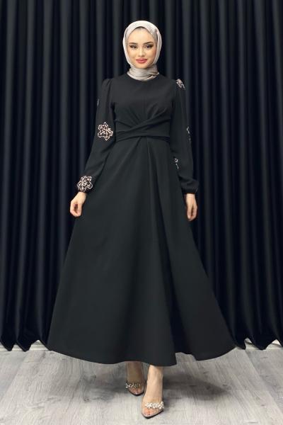 BURCU ÇAPRAZ ELBİSE Siyah