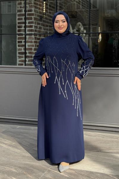 Cemre Tesettür Abiye Lacivert