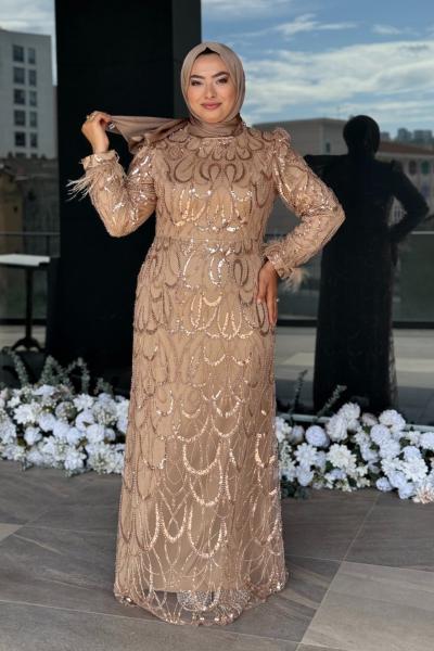 Darla Tesettür Abiye Gold