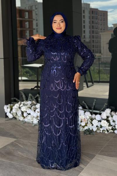 Darla Tesettür Abiye Lacivert