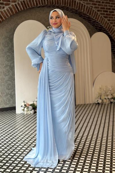 Derin Tesettür Abiye Bebe Mavisi