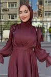 Dolunay Tesettür Abiye Çikolata kahvesi