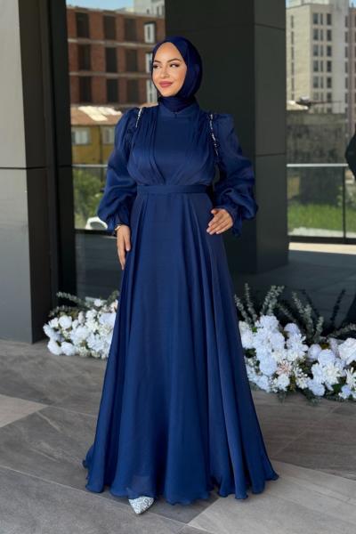 Dolunay Tesettür Abiye Lacivert