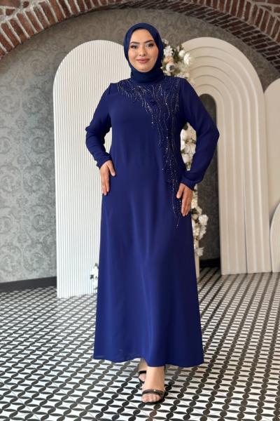 Elvan  Tesettür Abiye Lacivert