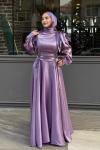 Emel Tesettür Abiye Lila