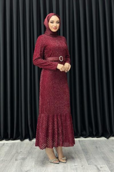 Emine simli abiye Bordo