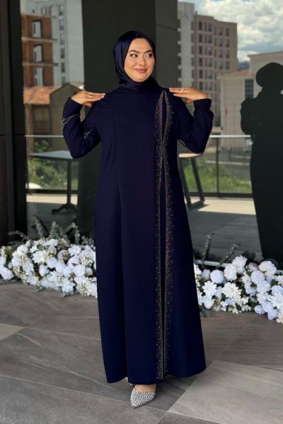 Emine Tesettür Abiye Lacivert