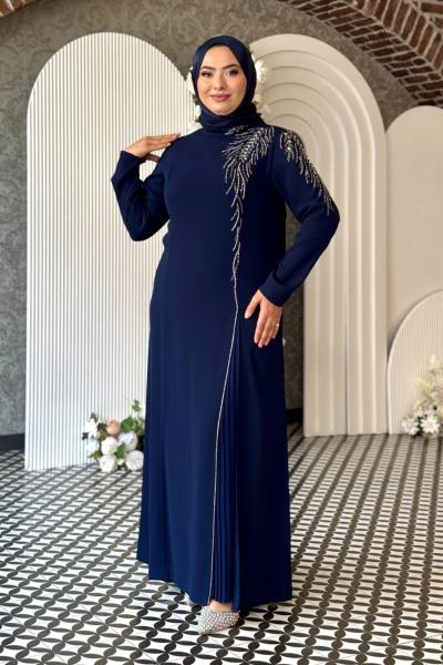 Feyza Tesettür Abiye Lacivert