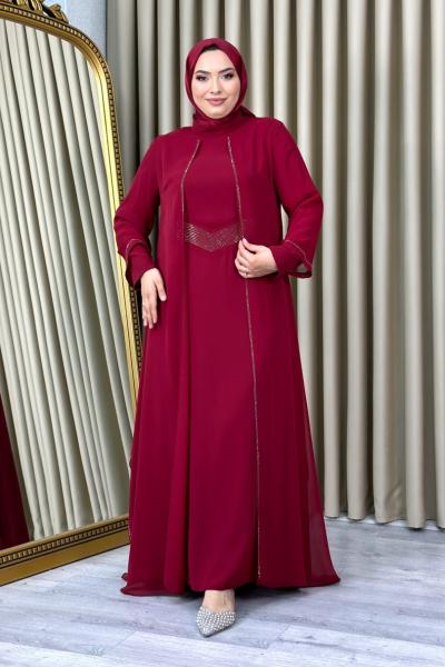 Firdevs tesettür abiye Bordo