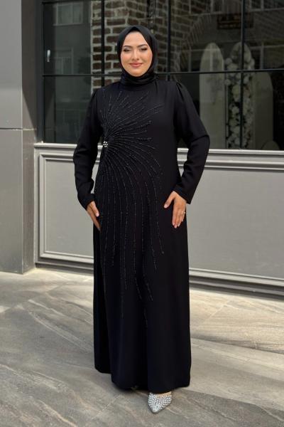 Gazel Tesettür Abiye Siyah