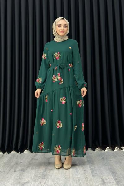 GİZEM ŞİFON ELBİSE Yeşil