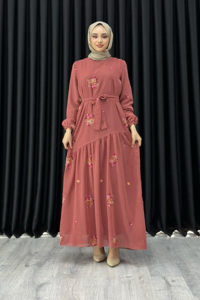 GİZEM ŞİFON ELBİSE Gül