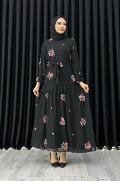 GİZEM ŞİFON ELBİSE Siyah