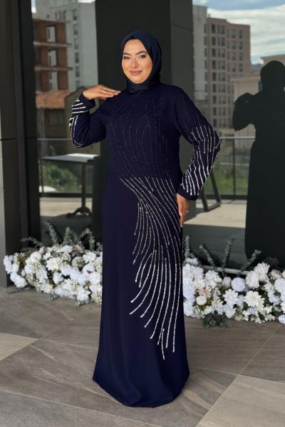 Göksel Tesettür Abiye Lacivert