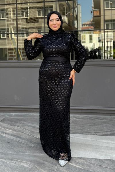 Gülizar Tesettür Abiye Siyah